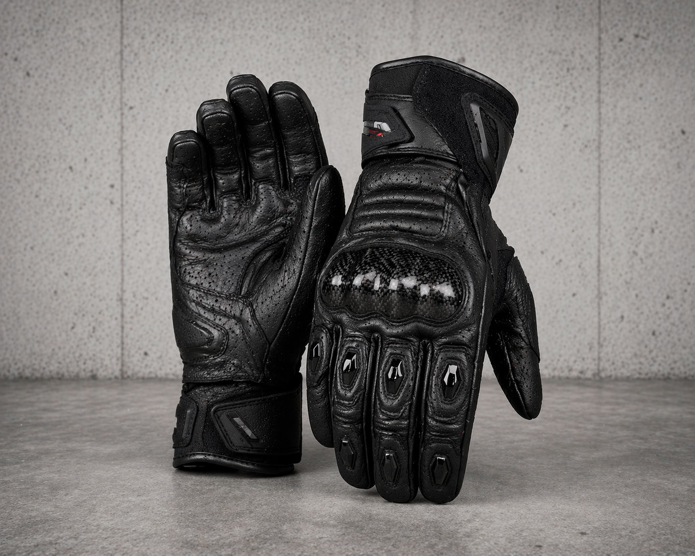 Guantes de moto negros con protección de nudillos