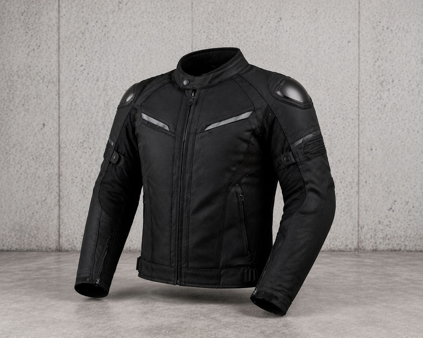 Chaqueta de moto negra con protecciones
