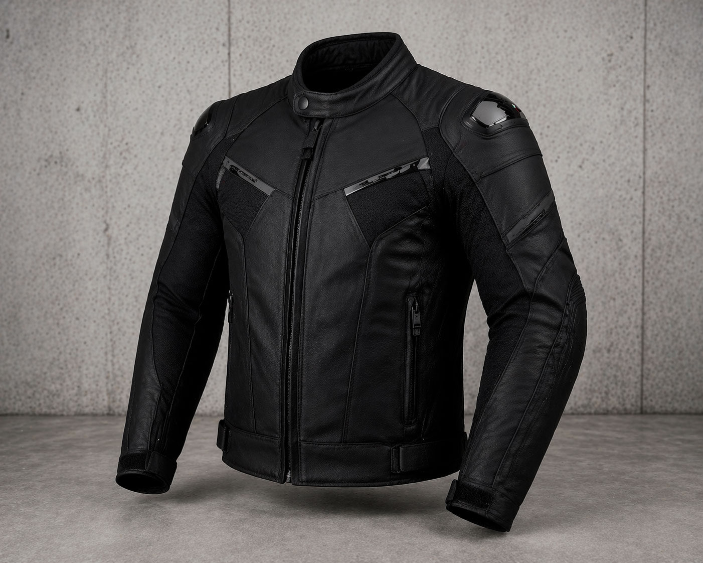 Chaqueta de moto de cuero negra